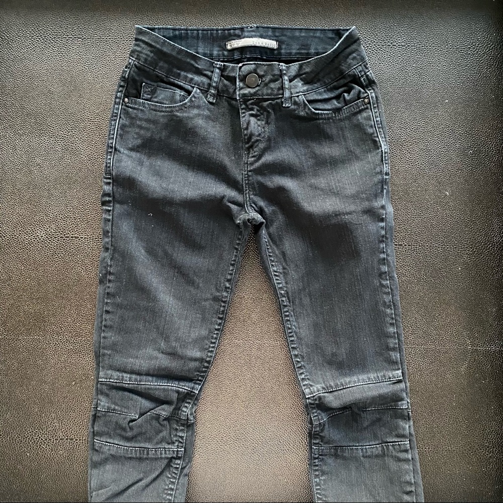 Zara Dark Gray Skinny Jeans with Knee Panel Accents